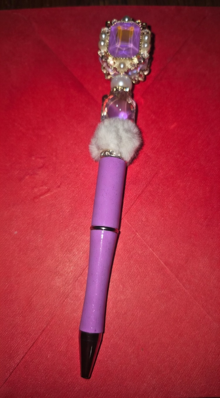Purple Crown Jewel & Fur Pen