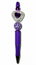 Purple Crystal Heart Sparkle Pen