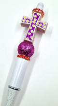 Floral Cross Sparkle Pen