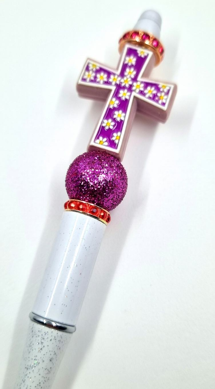 Floral Cross Sparkle Pen