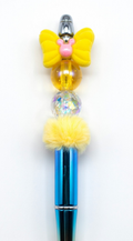 Yellow Bow Pom-Pom Sparkle Pen